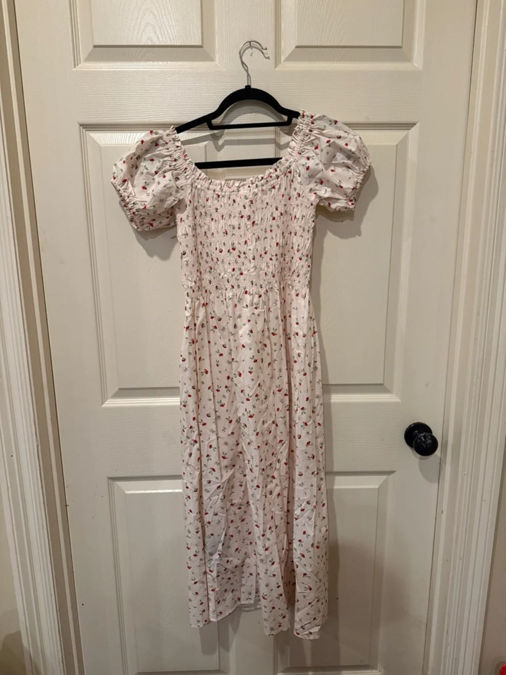 H&M cream floral off the shoulder midi dress, small - Picture 7 of 8